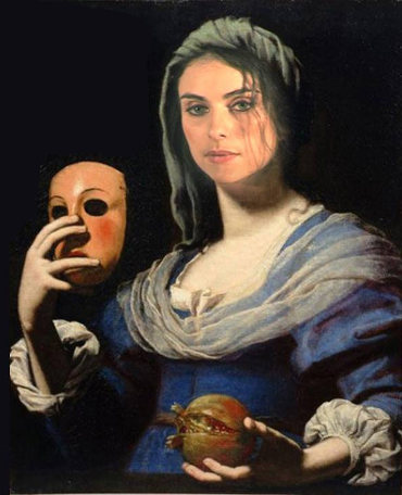 image peinture Personne masque à la main